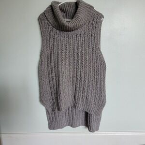 Two By Vince Camuto Gray Chunky Knit Cowl Neck Sleeveless Sweater Tunic M Cozy